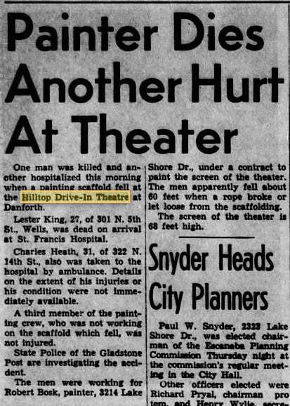 Hilltop Drive-In Theatre - 11 Oct 1968 Painter Dies (newer photo)